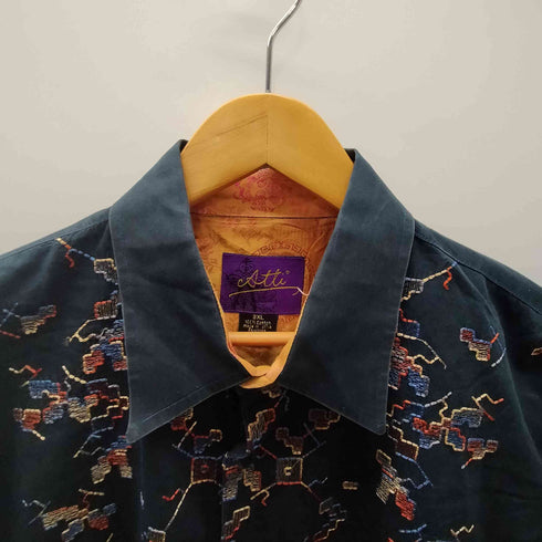 ATTI 刺繍 幾何学模様 総柄 コットン L/S シャツ メンズ 3XL
