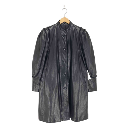 cow leather パイピングデザインロングコート レディース FREE
