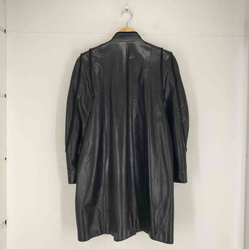 cow leather パイピングデザインロングコート レディース FREE