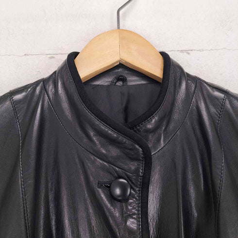 cow leather パイピングデザインロングコート レディース FREE