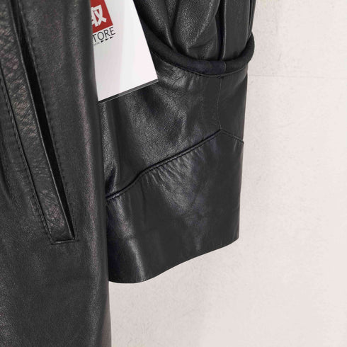 cow leather パイピングデザインロングコート レディース FREE