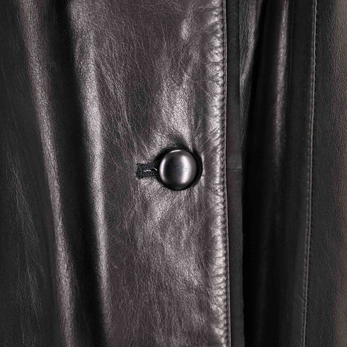 cow leather パイピングデザインロングコート レディース FREE