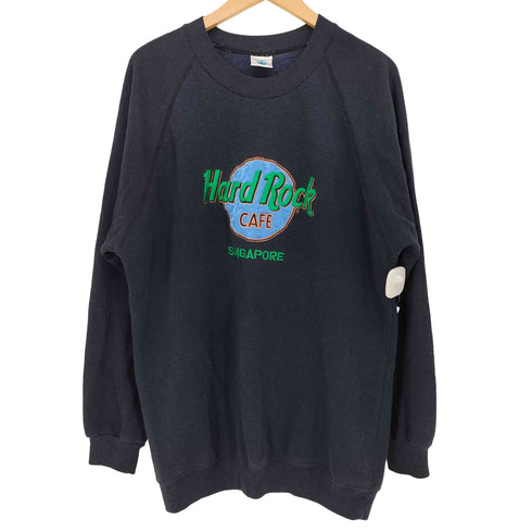 ハードロックカフェ Hard Rock Cafe 90-00s 刺繍タグ フロントロゴ クルーネック ラグラン スウェット メンズ import:L