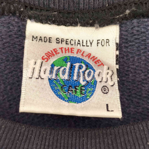 ハードロックカフェ Hard Rock Cafe 90-00s 刺繍タグ フロントロゴ クルーネック ラグラン スウェット メンズ import:L