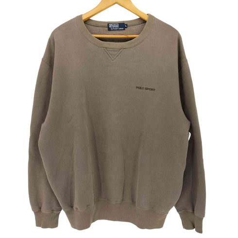 ポロバイラルフローレン Polo by RALPH LAUREN 90S POLO SPORT ロゴ 刺繍 前V クルーネック スウェット メンズ import:L