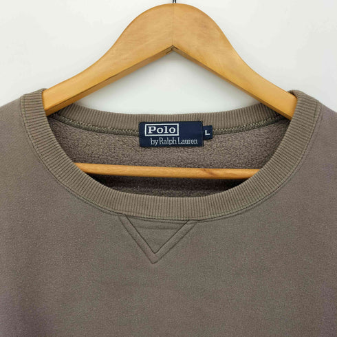 ポロバイラルフローレン Polo by RALPH LAUREN 90S POLO SPORT ロゴ 刺繍 前V クルーネック スウェット メンズ import:L