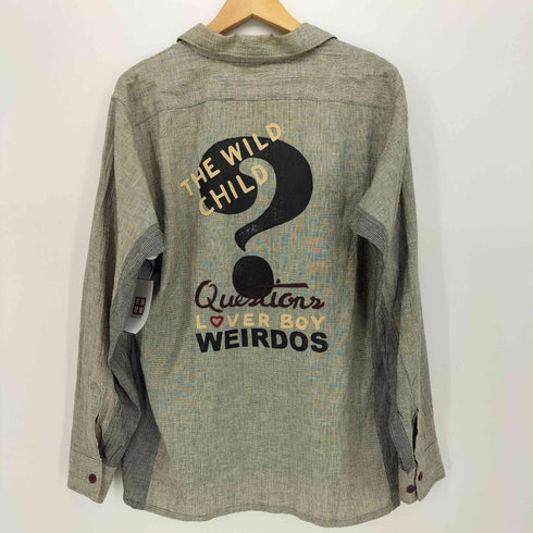 ウィアード WEIRDO 日本製 リネン レーヨン バック 刺繍 切り替え オープンカラー シャツ メンズ JPN:XL