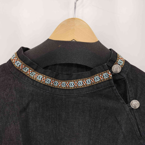 Jagged Edge Mountain Gear チロリアンテープ ネックボタン デニムシャツ outdoor メンズ M