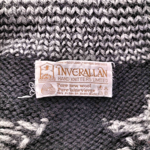 インバーアラン INVERALLAN 総柄 バーズアイ 襟付きウールニットカーディガン メンズ