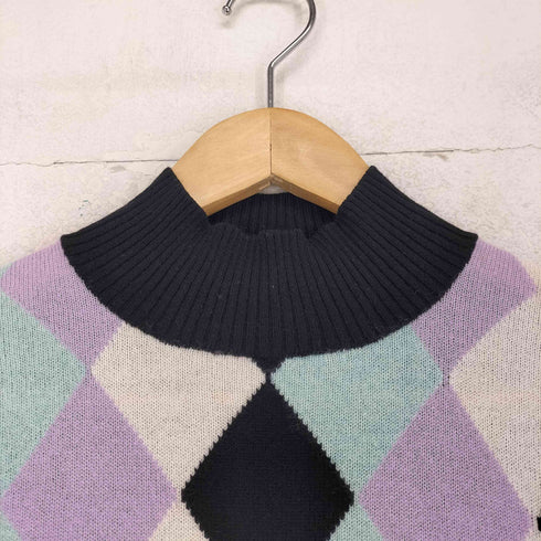 cashmere カシミヤ100% アーガイル モックネックセーター レディース JPN:M