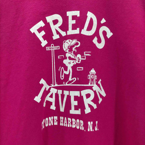 90S SCREEN STARS ボディ USA製 FRED'S TAVERN プリント Tシャツ 袖シングル メンズ import:L