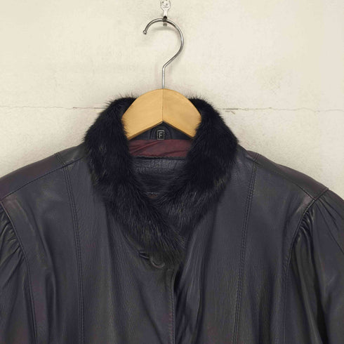 ATOMOSEERA lamb leather fur ファー襟 レザーコート レディース FREE