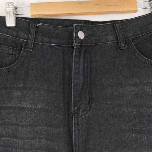 ブラックデニムカーブパンツ レディース