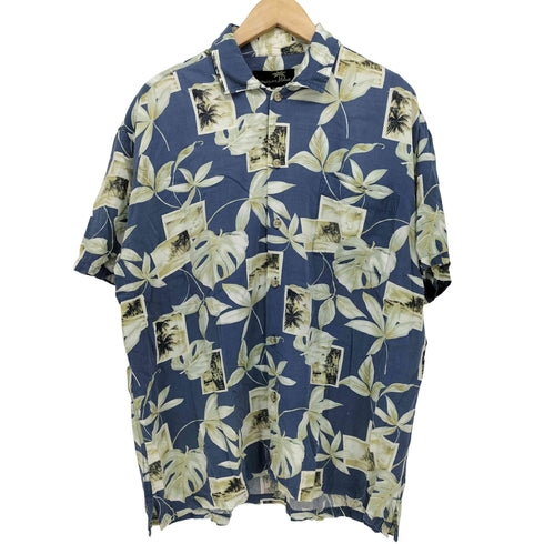 NEWPORT BLUE 90-00S レーヨン 100 フラワー S/S アロハ シャツ メンズ import:M