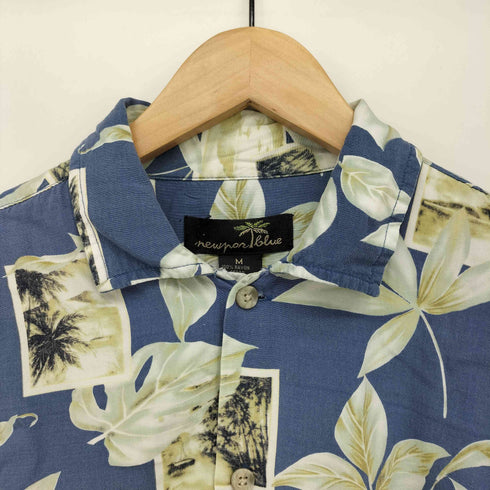 NEWPORT BLUE 90-00S レーヨン 100 フラワー S/S アロハ シャツ メンズ import:M