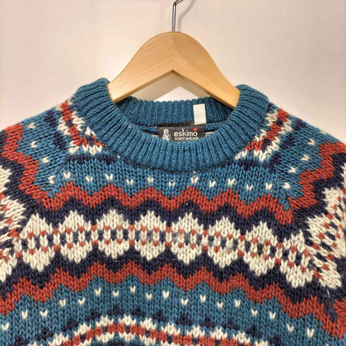 eskimo KNITWEAR イングランド製ノルディック柄ピュアウールニットセーター レディース 40