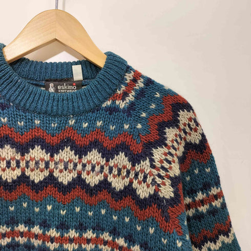 eskimo KNITWEAR イングランド製ノルディック柄ピュアウールニットセーター レディース 40