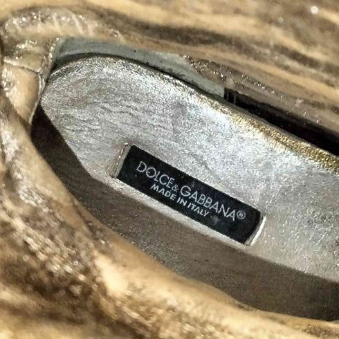 ドルチェアンドガッバーナ DOLCE&GABBANA イタリア製 裏レオパード VERO CUOIO タッセル レザー ロング ブーツ レディース 36 1/2