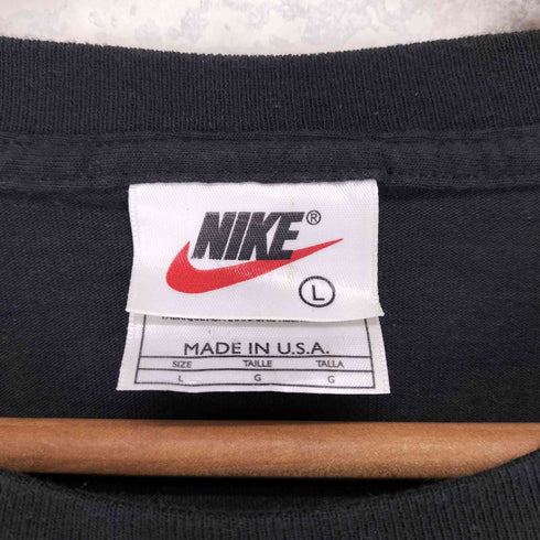 ナイキ NIKE 00s USA製 銀タグ スウッシュ刺繍クルーネックTシャツ メンズ L