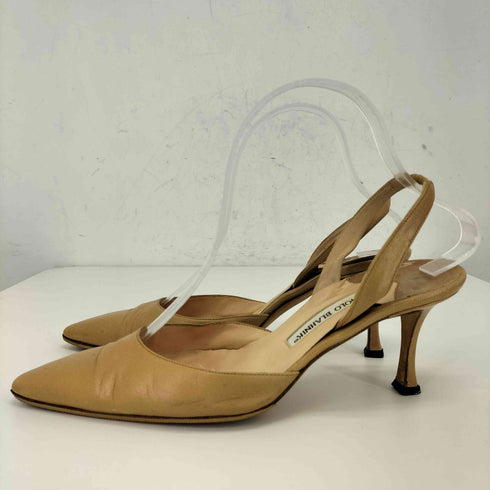 マノロブラニク MANOLO BLAHNIK ポインテッドトゥ スリングバックヒール レザー ミュール レディース 38