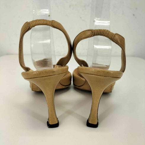 マノロブラニク MANOLO BLAHNIK ポインテッドトゥ スリングバックヒール レザー ミュール レディース 38