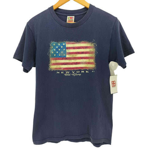 フルーツオブザルーム FRUIT OF THE LOOM HEAVY COTTON 星条旗 クラック プリント S/S クルーネック Tシャツ メンズ import:S