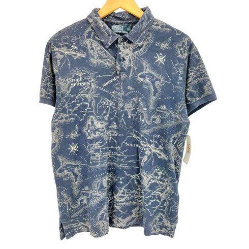 ポロバイラルフローレン Polo by RALPH LAUREN ポニー無 地図柄 ポロシャツ メンズ import:M