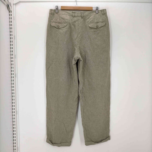 クレイボーン Claiborne 90S OLD 綿麻生地 コットン リネン 55% 2タック ワイド ドレス スラックス パンツ 裾ダブル メンズ 36