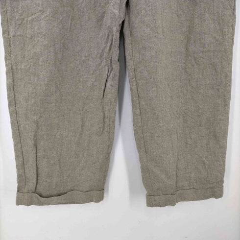 クレイボーン Claiborne 90S OLD 綿麻生地 コットン リネン 55% 2タック ワイド ドレス スラックス パンツ 裾ダブル メンズ 36