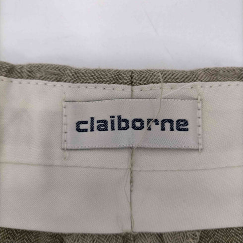 クレイボーン Claiborne 90S OLD 綿麻生地 コットン リネン 55% 2タック ワイド ドレス スラックス パンツ 裾ダブル メンズ 36