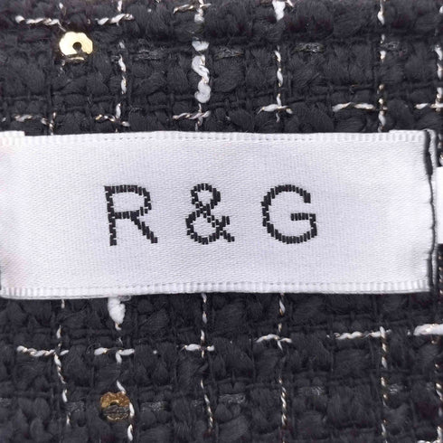 R&G スパンコール ノーカラー ツイードジャケット メンズ