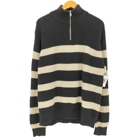 ザラ ZARA ボーダー ハーフジップ コットン ニット メンズ import:L