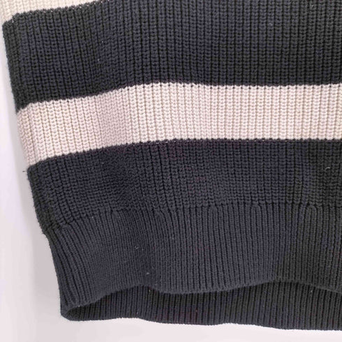 ザラ ZARA ボーダー ハーフジップ コットン ニット メンズ import:L