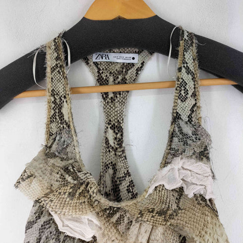 ザラ ZARA Snake print ruffled blouse Top レディース import:S