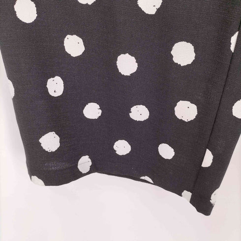 ビアズリー BEARDSLEY ドット プリント ウエスト リブ ワイド パンツ レディース FREE