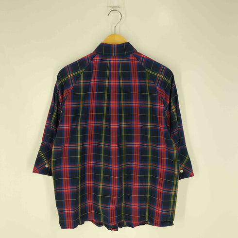 フレッドペリー FRED PERRY タータンチェック クォータースリーブ レギュラーカラーシャツ 七分袖 レディース UK:10