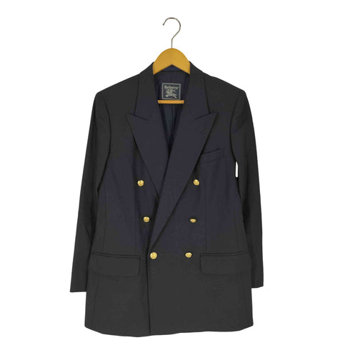 バーバリー BURBERRY カシミヤ ウール 金ボタン ダブル 紺ブレザー レディース JPN:11号