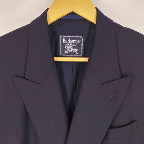 バーバリー BURBERRY カシミヤ ウール 金ボタン ダブル 紺ブレザー レディース JPN:11号