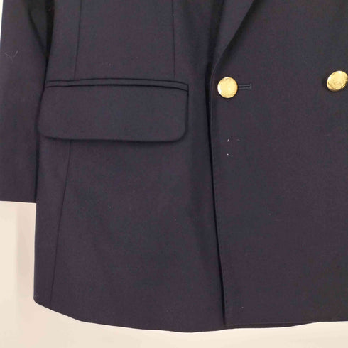 バーバリー BURBERRY カシミヤ ウール 金ボタン ダブル 紺ブレザー レディース JPN:11号