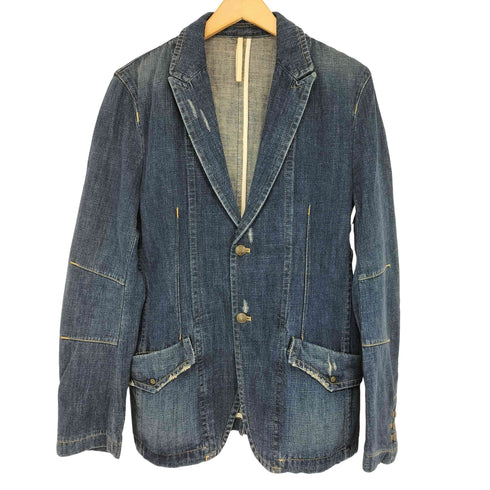 メンズメルローズ MENS MELROSE ダメージ加工 デニム ピークドラペル 2Bテーラードジャケット メンズ JPN:4