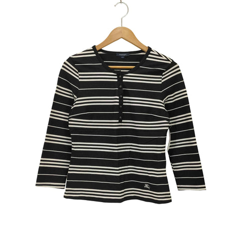 バーバリーロンドン BURBERRY LONDON ヘンリーネック ボーダーカットソー レディース US:0-2