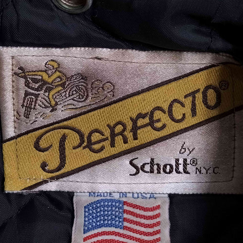 パーフェクトバイショット Perfecto by Schott 80~90s USA製 バイカータグ後期 ワンスター 裏地キルティング レザー ダブルライダースジャケット メンズ US:36