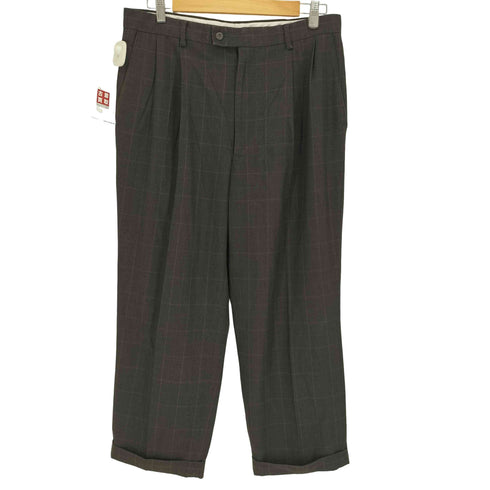 ルイスラファエル LOUIS RAPHAEL TAILORED チェック柄 裾ダブル 2タック スラックス メンズ