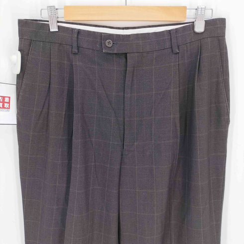 ルイスラファエル LOUIS RAPHAEL TAILORED チェック柄 裾ダブル 2タック スラックス メンズ