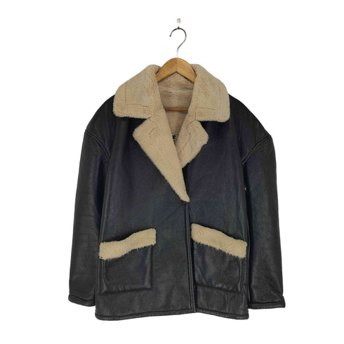 フェイクレザー フェイクファー ジャケット レディース import:M