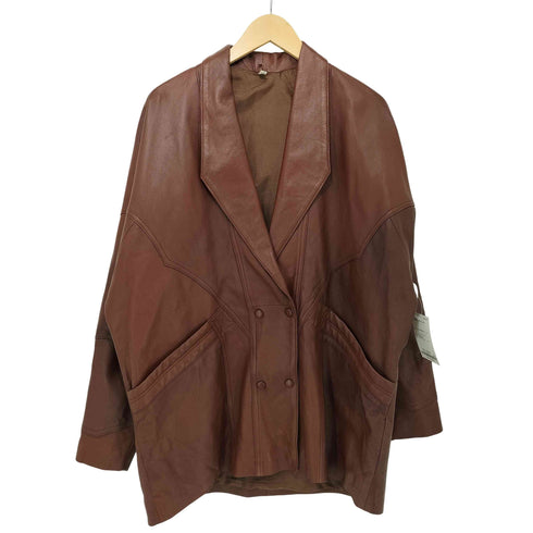 vintage モロッコ製 切替 ダブル レザージャケット レディース import:M