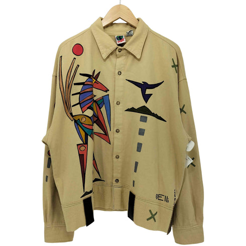 WEK THE WORLD 90s USA製 ボックスフィット アートペイント ワークシャツ メンズ S/M