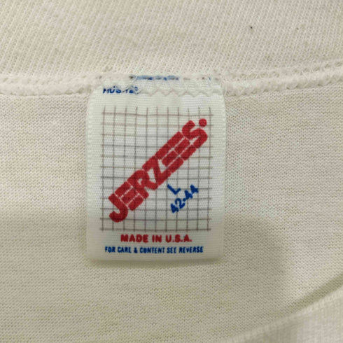 ジャージーズ JERZEES 90s USA製 ORTHOPEDIC TECHNASAURUS 恐竜 クルーネック Tシャツ メンズ import:L