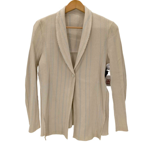 イッセイミヤケ ISSEY MIYAKE 10SS A.POC INSIDE カットフリンジ コットン ナイロン 1B ストライプ ニット テーラード ジャケット レディース JPN:2