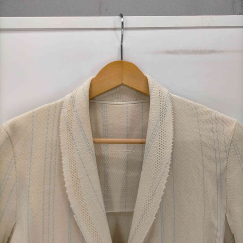 イッセイミヤケ ISSEY MIYAKE 10SS A.POC INSIDE カットフリンジ コットン ナイロン 1B ストライプ ニット テーラード ジャケット レディース JPN:2
